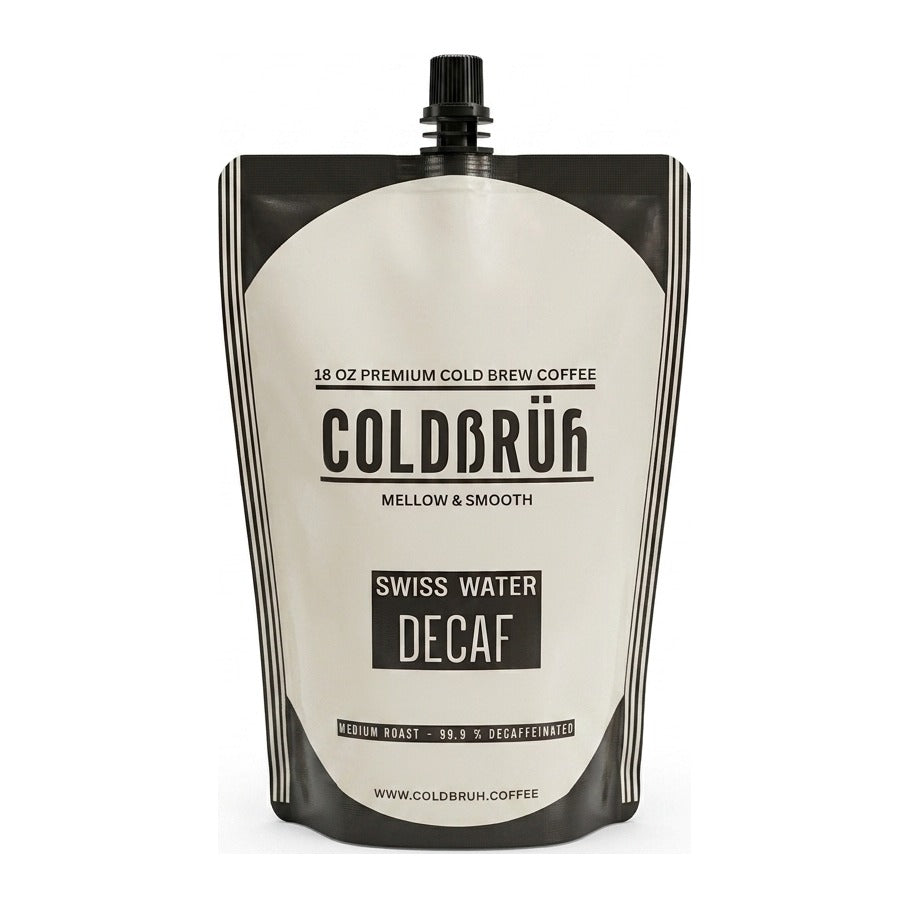 COLDBRUH Swiss Water Decaf cold brew coffee in an 18oz pouch